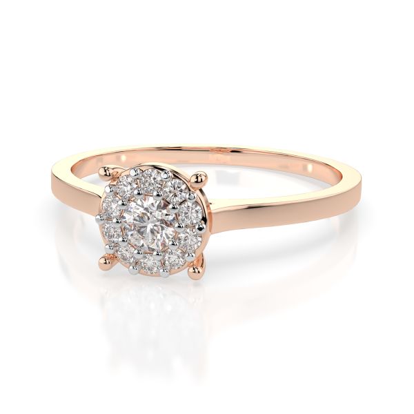 0,15 Karat Diamant Verlobungsring mit 11 Diamanten, Rotgold 585 / 14K, Weite 71 mm, Gewicht ca. 1.7 g.