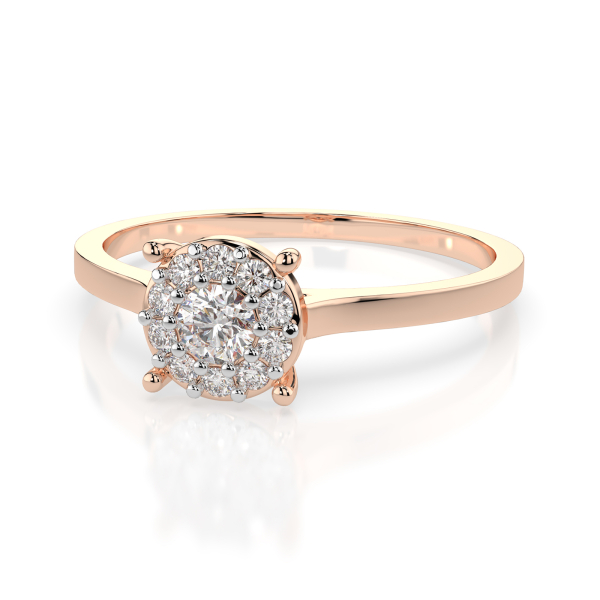 0,15 Karat Diamant Verlobungsring mit 11 Diamanten, Rotgold 585 / 14K, Weite 72 mm, Gewicht ca. 1.7 g.