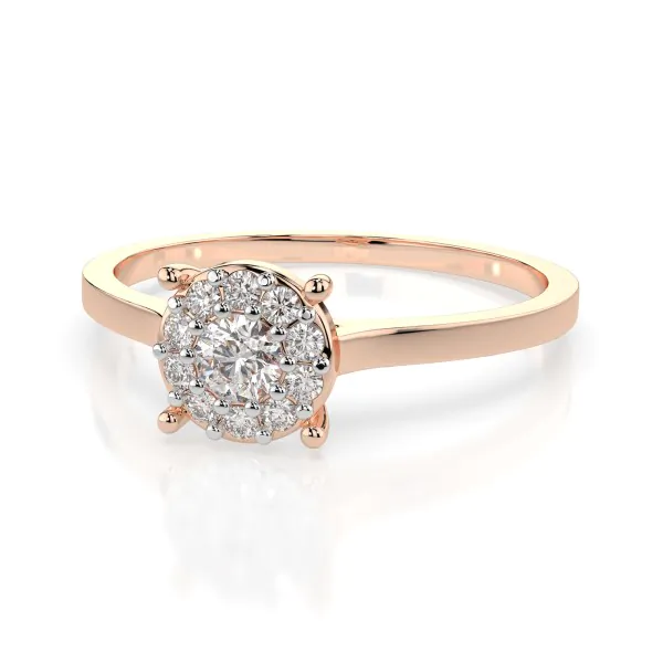 0,15 Karat Diamant Verlobungsring mit 11 Diamanten, Rotgold 585 / 14K