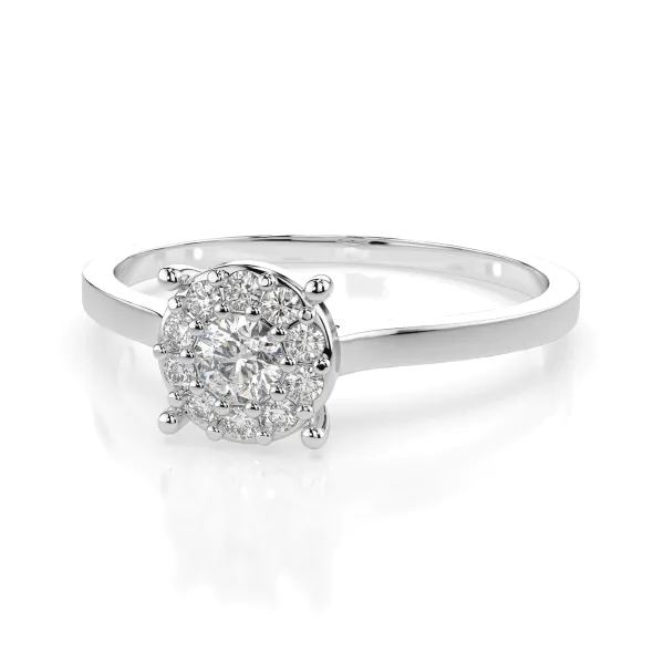0,15 Karat Diamant Verlobungsring mit 11 Diamanten, Weißgold 585 / 14K
