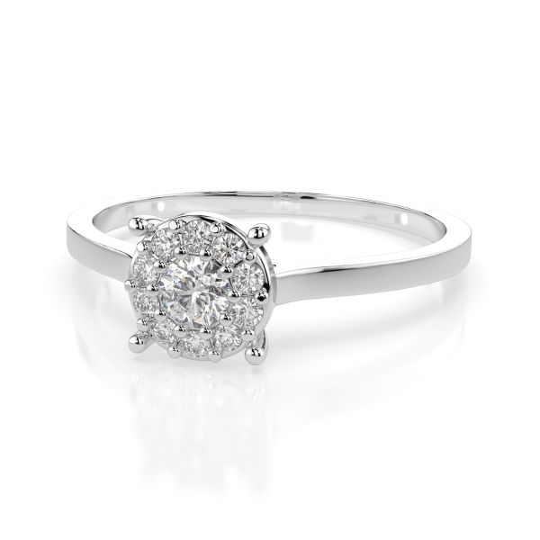 0,15 Karat Diamant Verlobungsring mit 11 Diamanten, Weißgold 585 / 14K, Weite 52 mm, Gewicht ca. 1.7 g.
