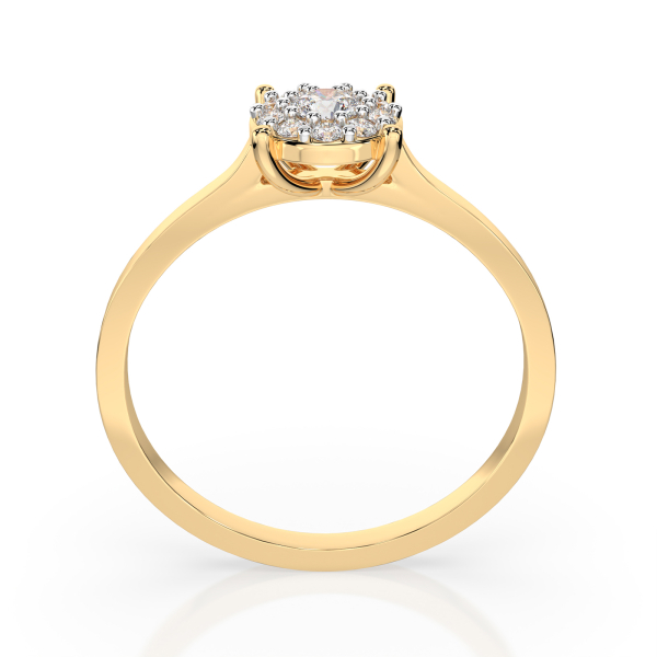 0,15 Karat Diamant Verlobungsring mit 11 Diamanten, Gelbgold 585 / 14K, Weite 51 mm, Gewicht ca. 1.7 g.