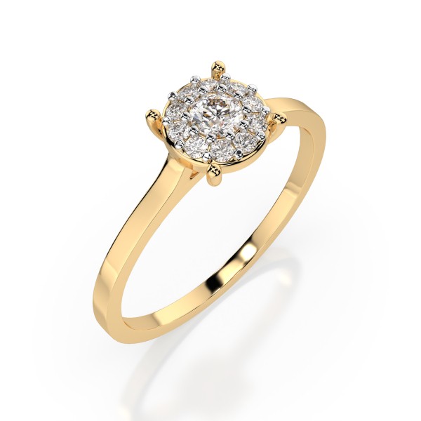 0,15 Karat Diamant Verlobungsring mit 11 Diamanten, Gelbgold 585 / 14K, Weite 64 mm, Gewicht ca. 1.7 g.