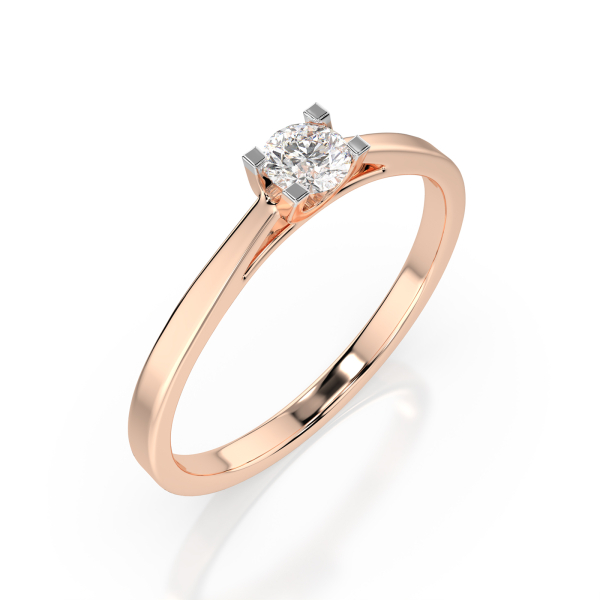 0,15 Karat Diamant Verlobungsring mit 1 Diamanten, Rotgold 585 / 14K, Weite 68 mm, Gewicht ca. 1.6 g.