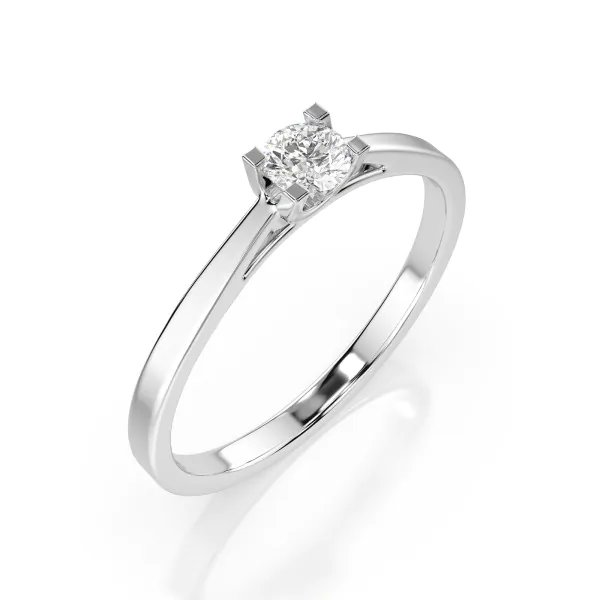 0,15 Karat Diamant Verlobungsring mit 1 Diamanten, Weißgold 585 / 14K, Weite 49 mm, Gewicht ca. 1.6 g.