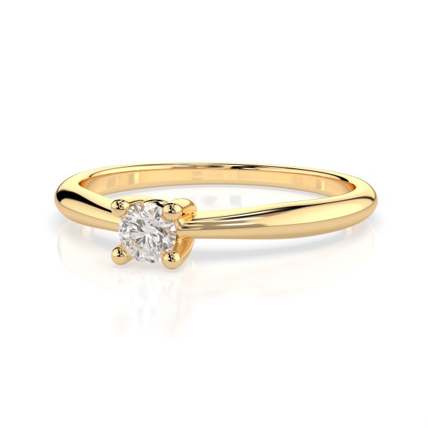 0,06 Karat Diamant Verlobungsring mit 1 Diamanten, Gelbgold 585 / 14K, Weite 52 mm, Gewicht ca. 1.75 g.