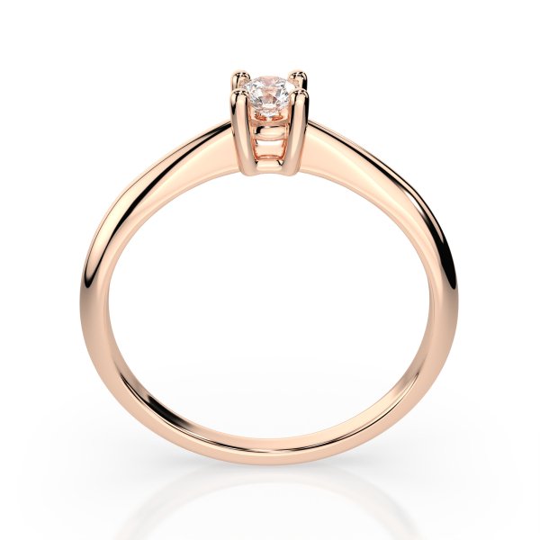 0,10 Karat Diamant Verlobungsring mit 1 Diamanten, Rotgold 585 / 14K, Weite 61 mm, Gewicht ca. 1.7 g.