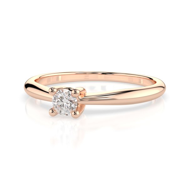 0,10 Karat Diamant Verlobungsring mit 1 Diamanten, Rotgold 585 / 14K, Weite 66 mm, Gewicht ca. 1.7 g.