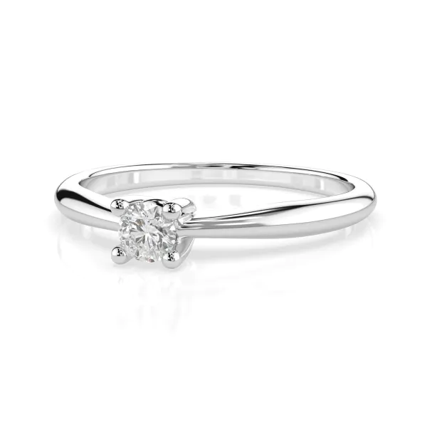 0,10 Karat Diamant Verlobungsring mit 1 Diamanten, Weißgold 585 / 14K, Weite 49 mm, Gewicht ca. 1.7 g.