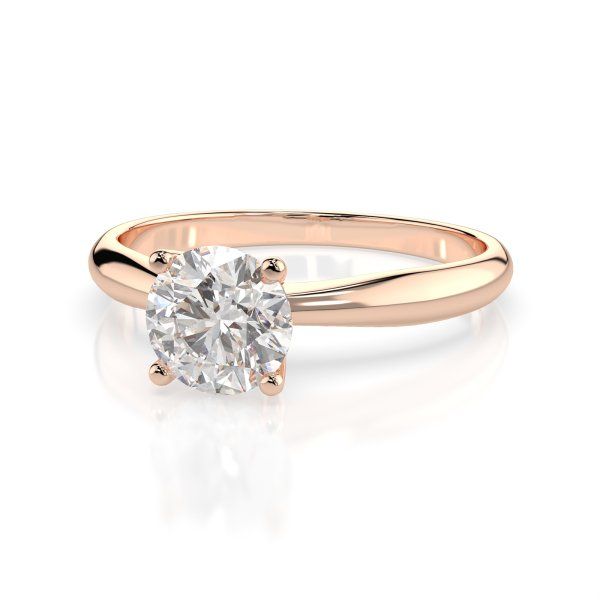 0,5 Karat Diamant Verlobungsring mit 1 Diamanten, Rotgold 585 / 14K, Weite 62 mm, Gewicht ca. 1.9 g.