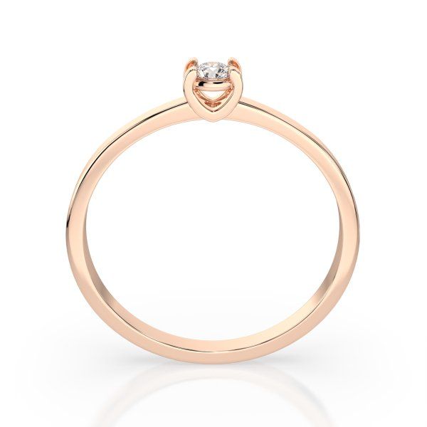 0,10 Karat Diamant Verlobungsring, Rotgold 585 / 14K, Weite 49 mm, Gewicht ca. 1.3 g.