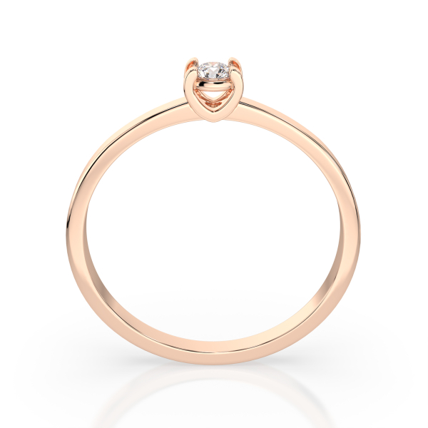 0,10 Karat Diamant Verlobungsring, Rotgold 585 / 14K, Weite 71 mm, Gewicht ca. 1.3 g.