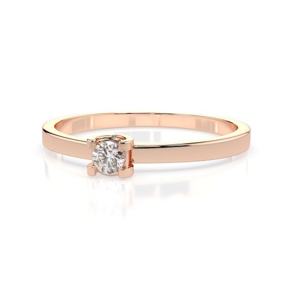 0,10 Karat Diamant Verlobungsring, Rotgold 585 / 14K, Weite 69 mm, Gewicht ca. 1.3 g.