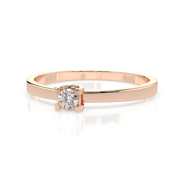 0,10 Karat Diamant Verlobungsring, Rotgold 585 / 14K, Weite 71 mm, Gewicht ca. 1.3 g.
