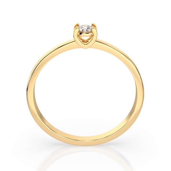 0,10 Karat Diamant Verlobungsring, Gelbgold 585 / 14K, Weite 49 mm, Gewicht ca. 1.3 g.