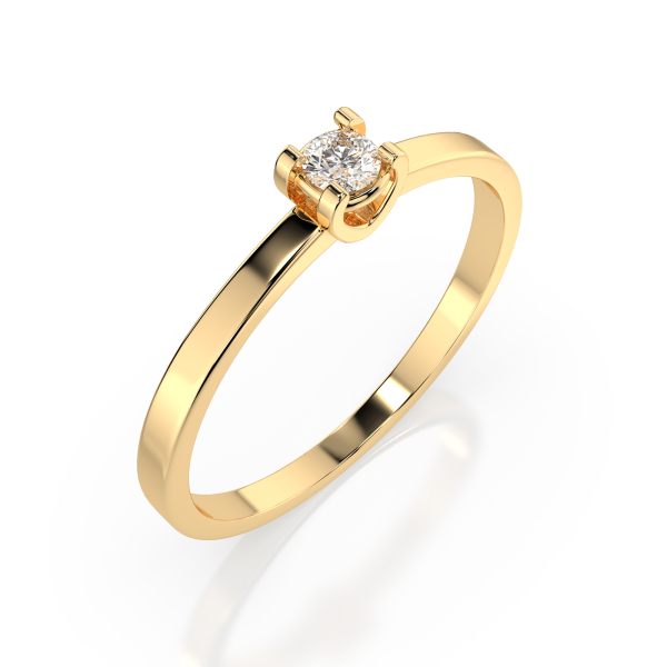 0,10 Karat Diamant Verlobungsring, Gelbgold 585 / 14K, Weite 71 mm, Gewicht ca. 1.3 g.