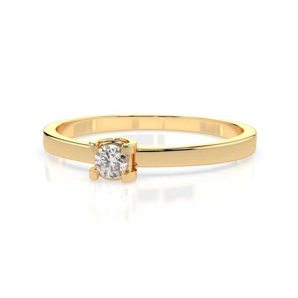 0,10 Karat Diamant Verlobungsring, Gelbgold 585 / 14K, Weite 71 mm, Gewicht ca. 1.3 g.