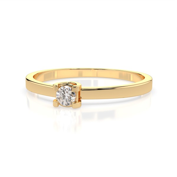 0,10 Karat Diamant Verlobungsring, Gelbgold 585 / 14K, Weite 55 mm, Gewicht ca. 1.3 g.