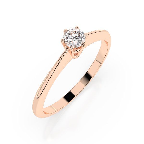 0,10 Karat Diamant Verlobungsring mit 1 Diamanten, Rotgold 585 / 14K, Weite 49 mm, Gewicht ca. 1.25 g.