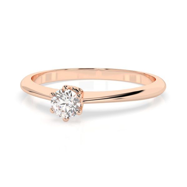 0,10 Karat Diamant Verlobungsring mit 1 Diamanten, Rotgold 585 / 14K, Weite 49 mm, Gewicht ca. 1.25 g.