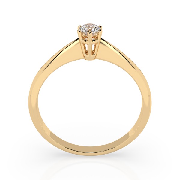 0,10 Karat Diamant Verlobungsring mit 1 Diamanten, Gelbgold 585 / 14K, Weite 67 mm, Gewicht ca. 1.25 g.
