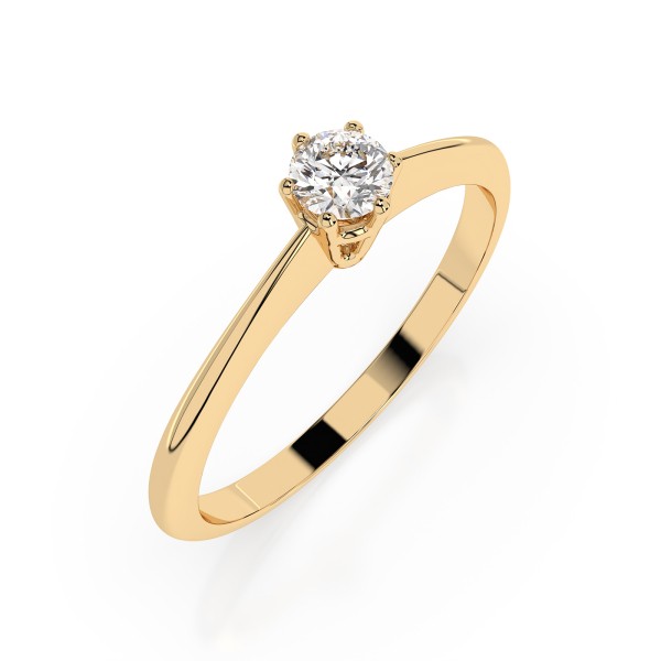 0,10 Karat Diamant Verlobungsring mit 1 Diamanten, Gelbgold 585 / 14K, Weite 63 mm, Gewicht ca. 1.25 g.