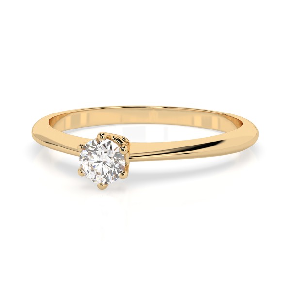 0,10 Karat Diamant Verlobungsring mit 1 Diamanten, Gelbgold 585 / 14K, Weite 52 mm, Gewicht ca. 1.25 g.