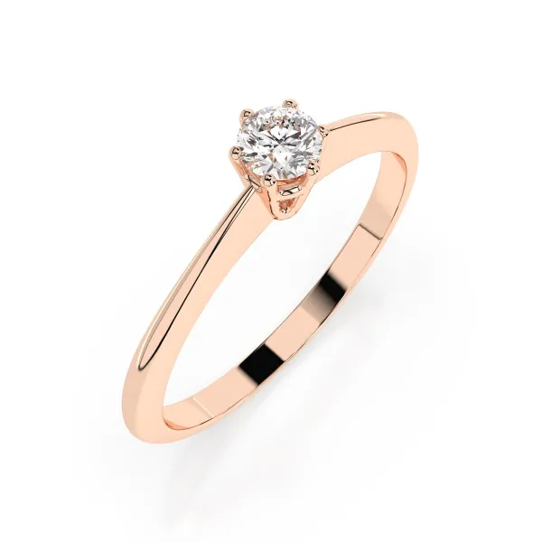 0,15 Karat Diamant Verlobungsring mit 1 Diamanten, Rotgold 585 / 14K, Weite 47 mm, Gewicht ca. 1.5 g.