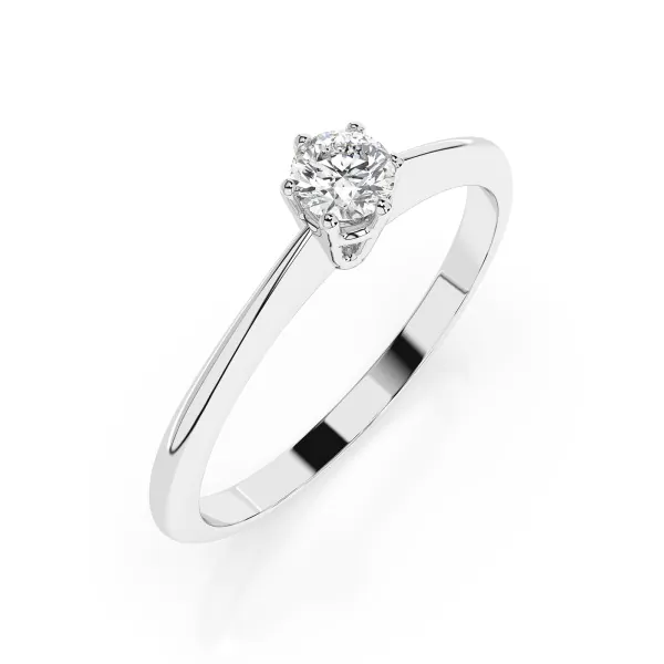 0,15 Karat Diamant Verlobungsring mit 1 Diamanten, Weißgold 585 / 14K, Weite 51 mm, Gewicht ca. 1.5 g.