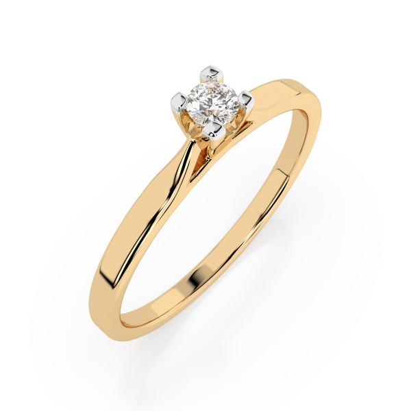 0,06 Karat Diamant Verlobungsring mit 1 Diamanten, Gelbgold 585 / 14K, Weite 48 mm, Gewicht ca. 1.5 g.