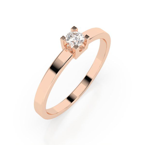 0,10 Karat Diamant Verlobungsring mit 1 Diamanten, Rotgold 585 / 14K, Weite 57 mm, Gewicht ca. 1.5 g.