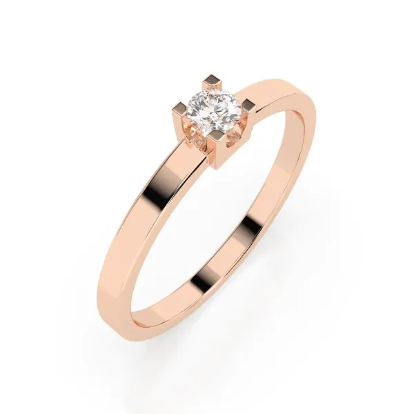 0,10 Karat Diamant Verlobungsring mit 1 Diamanten, Rotgold 585 / 14K, Weite 49 mm, Gewicht ca. 1.5 g.