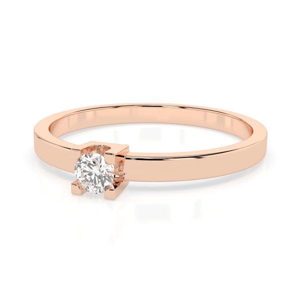 0,10 Karat Diamant Verlobungsring mit 1 Diamanten, Rotgold 585 / 14K, Weite 48 mm, Gewicht ca. 1.5 g.