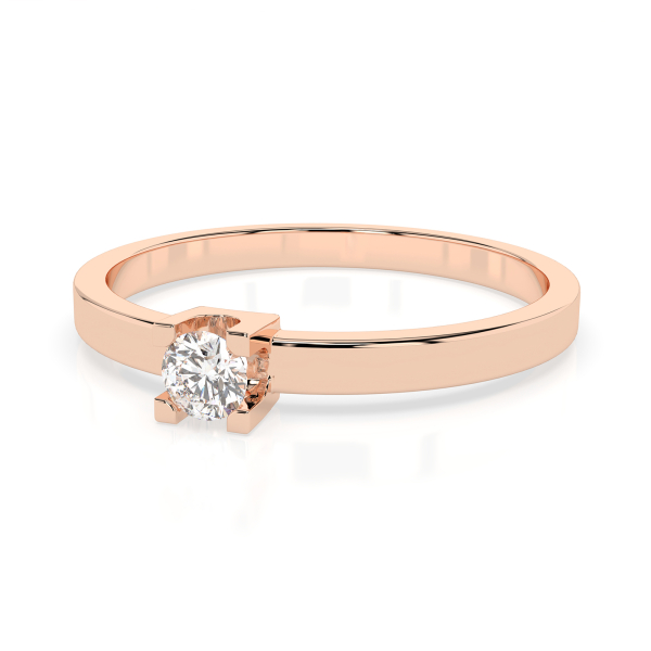 0,10 Karat Diamant Verlobungsring mit 1 Diamanten, Rotgold 585 / 14K, Weite 68 mm, Gewicht ca. 1.5 g.