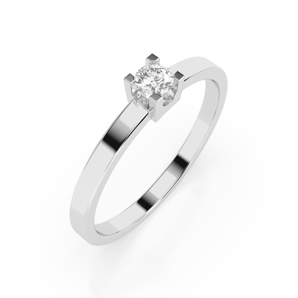 0,10 Karat Diamant Verlobungsring mit 1 Diamanten, Weißgold 585 / 14K, Weite 55 mm, Gewicht ca. 1.5 g.