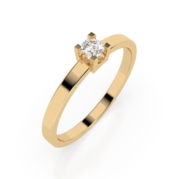 0,10 Karat Diamant Verlobungsring mit 1 Diamanten, Gelbgold 585 / 14K, Weite 61 mm, Gewicht ca. 1.5 g.