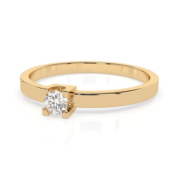0,10 Karat Diamant Verlobungsring mit 1 Diamanten, Gelbgold 585 / 14K, Weite 56 mm, Gewicht ca. 1.5 g.