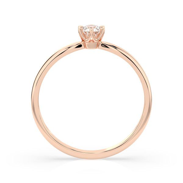 0,10 Karat Diamant Verlobungsring mit 1 Diamanten, Rotgold 585 / 14K, Weite 58 mm, Gewicht ca. 1.6 g.