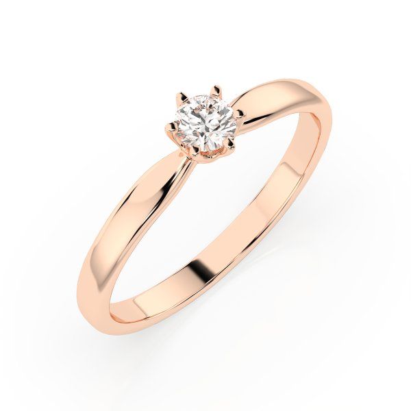 0,10 Karat Diamant Verlobungsring mit 1 Diamanten, Rotgold 585 / 14K, Weite 70 mm, Gewicht ca. 1.6 g.