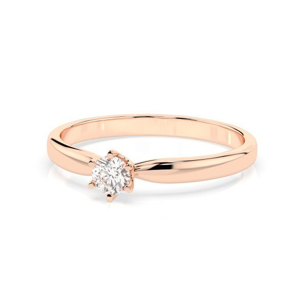 0,10 Karat Diamant Verlobungsring mit 1 Diamanten, Rotgold 585 / 14K, Weite 70 mm, Gewicht ca. 1.6 g.