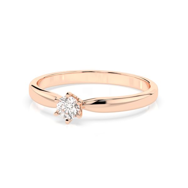 0,10 Karat Diamant Verlobungsring mit 1 Diamanten, Rotgold 585 / 14K, Weite 72 mm, Gewicht ca. 1.6 g.