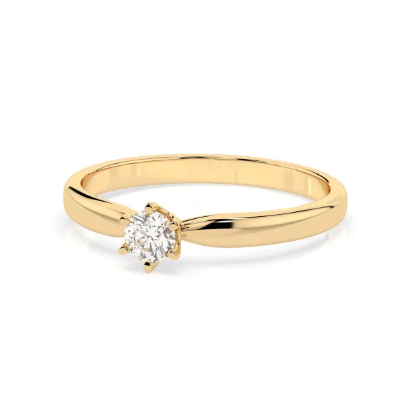 0,10 Karat Diamant Verlobungsring mit 1 Diamanten, Gelbgold 585 / 14K