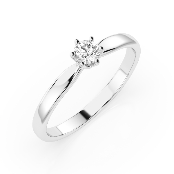 0,15 Karat Diamant Verlobungsring mit 1 Diamanten, Weißgold 585 / 14K, Weite 58 mm, Gewicht ca. 1.8 g.