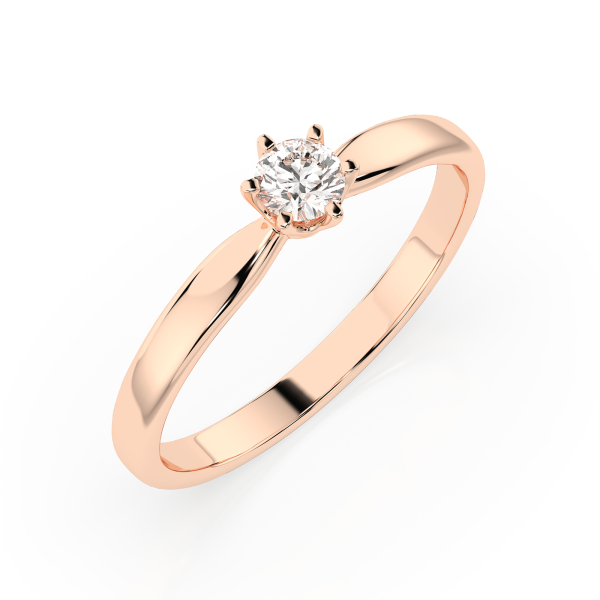 0,20 Karat Diamant Verlobungsring mit 1 Diamanten, Rotgold 585 / 14K, Weite 62 mm, Gewicht ca. 2.1 g.