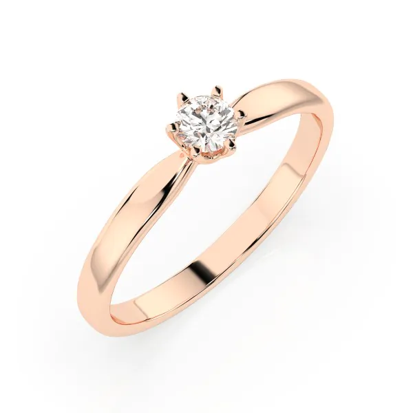 0,20 Karat Diamant Verlobungsring mit 1 Diamanten, Rotgold 585 / 14K, Weite 66 mm, Gewicht ca. 2.1 g.
