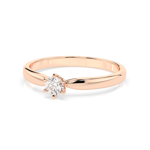 0,20 Karat Diamant Verlobungsring mit 1 Diamanten, Rotgold 585 / 14K, Weite 62 mm, Gewicht ca. 2.1 g.