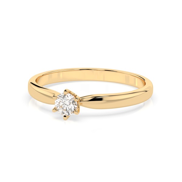 0,20 Karat Diamant Verlobungsring mit 1 Diamanten, Gelbgold 585 / 14K, Weite 70 mm, Gewicht ca. 2.1 g.