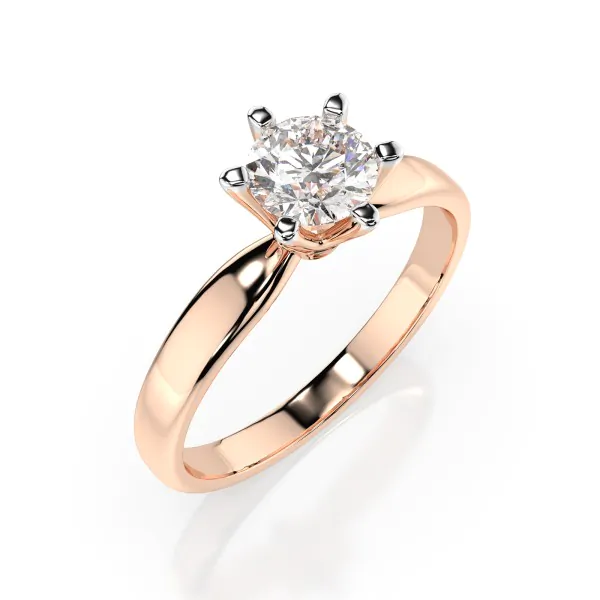 0,40 Karat Diamant Verlobungsring mit 1 Diamanten, Rotgold 585 / 14K, Weite 54 mm, Gewicht ca. 2.1 g.