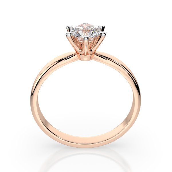 0,5 Karat Diamant Verlobungsring mit 1 Diamanten, Rotgold 585 / 14K, Weite 68 mm, Gewicht ca. 2.1 g.