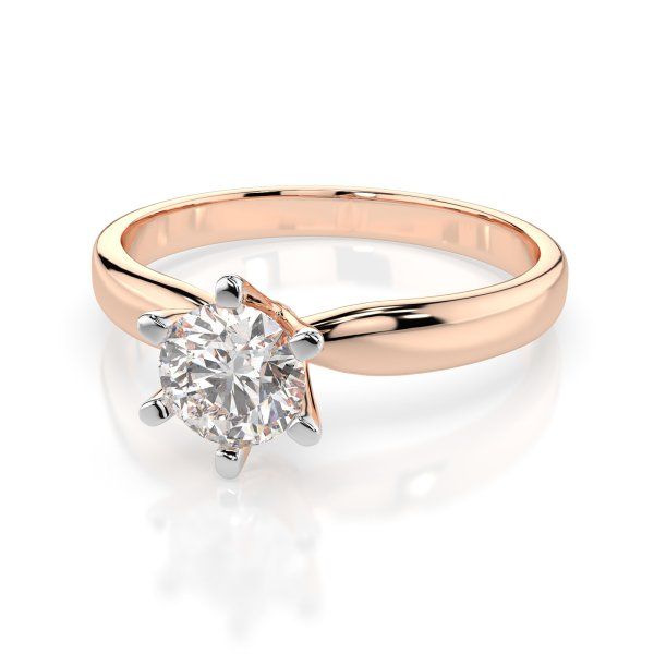0,5 Karat Diamant Verlobungsring mit 1 Diamanten, Rotgold 585 / 14K, Weite 51 mm, Gewicht ca. 2.1 g.